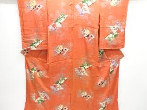 アンティーク　紋錦紗　読み本模様着物